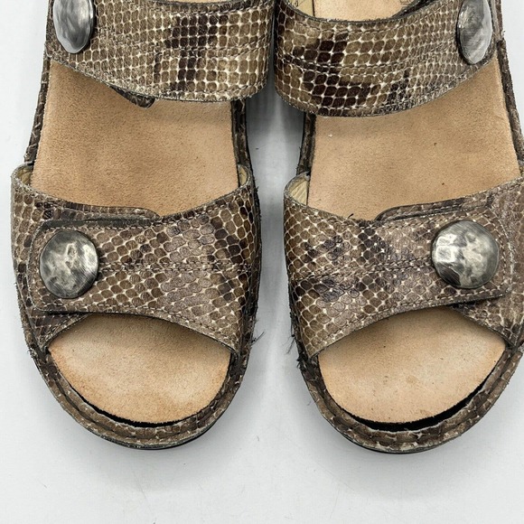 Finn Comfort Sandal Brown Snakeskin Adjustable Alanya Slingback Wedge - Picture 7 of 12